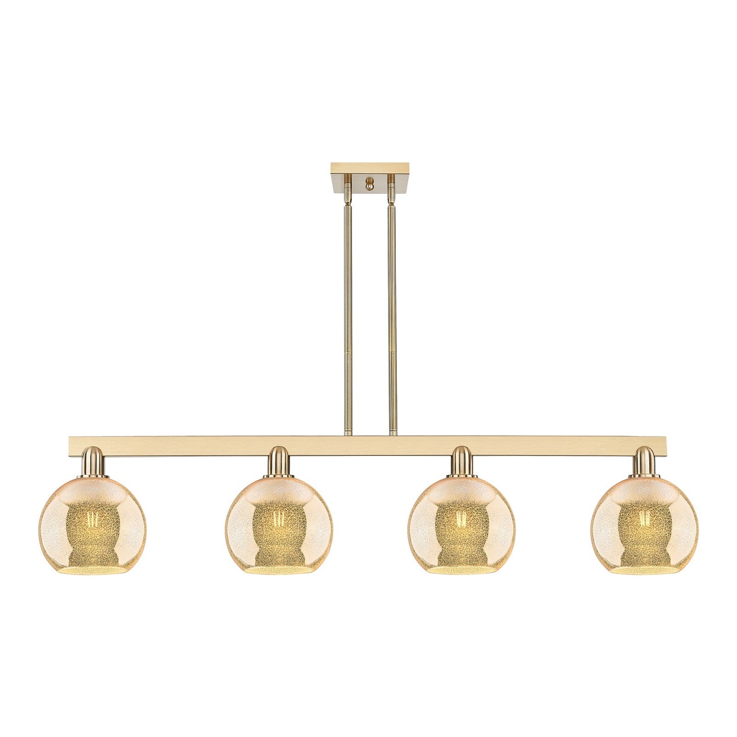 Innovations Athens 51in 4-Light Island Light | Industrial Champagne Bronze Steel and Mercury Glass | Kitchen Island & Dining Room | Model 716-4I-CB-G128-8