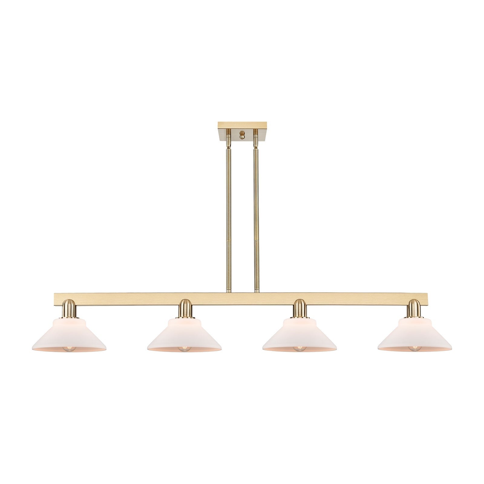 Innovations Orwell 51in 4-Light Island Light | Industrial Champagne Bronze Steel and Matte White Glass | Kitchen Island & Dining | Model 716-4I-CB-G131