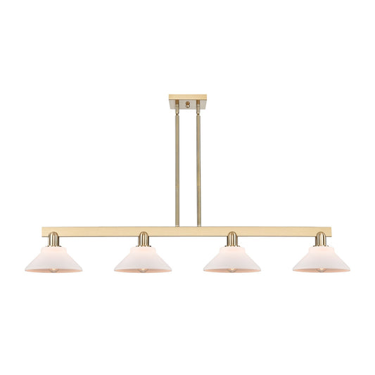 Innovations Orwell 51in 4-Light Island Light | Industrial Champagne Bronze Steel and Matte White Glass | Kitchen Island & Dining | Model 716-4I-CB-G131
