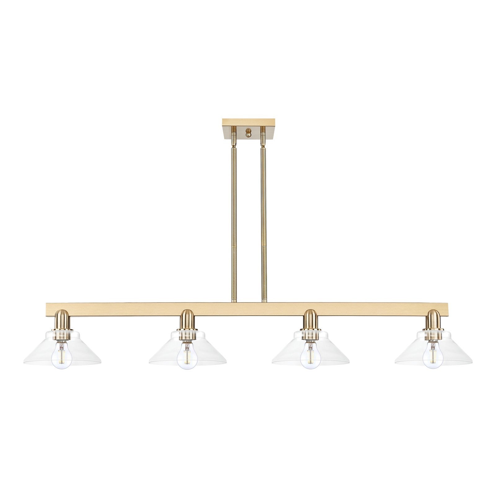 Innovations Orwell 51in 4-Light Island Light | Industrial Champagne Bronze Steel and Clear Cone Glass | Kitchen Island & Dining | Model 716-4I-CB-G132