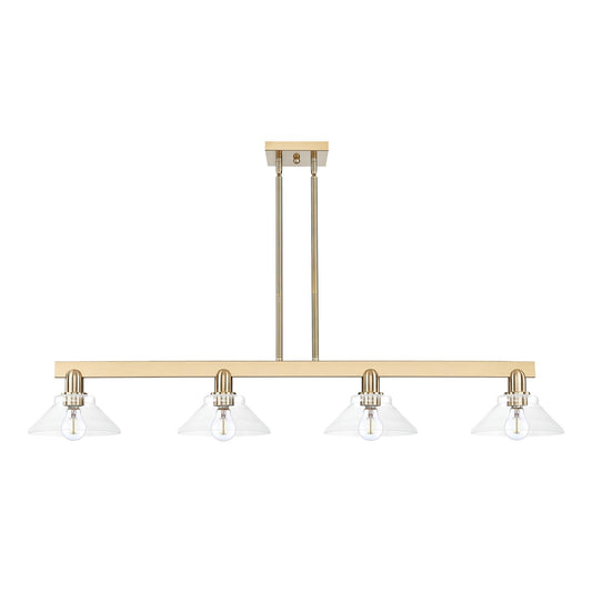 Innovations Orwell 51in 4-Light Island Light | Industrial Champagne Bronze Steel and Clear Cone Glass | Kitchen Island & Dining | Model 716-4I-CB-G132