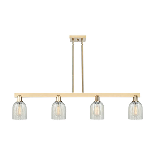 Innovations Caledonia 48in 4-Light Island Light | Industrial Champagne Bronze Steel and Mouchette Glass | Kitchen Island & Dining | Model 716-4I-CB-G2511