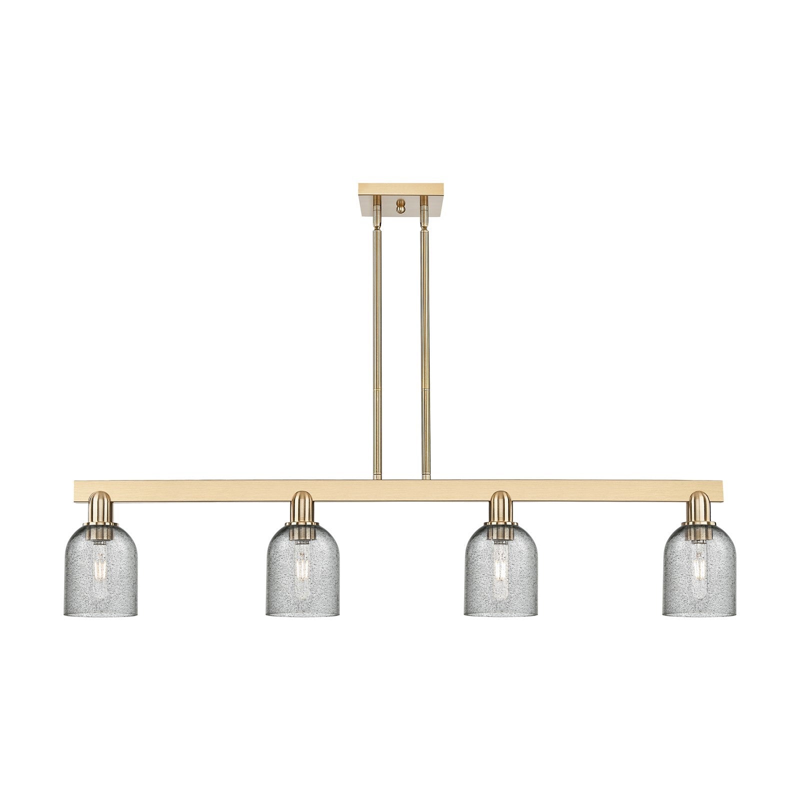 Innovations Caledonia 48in 4-Light Island Light | Industrial Champagne Bronze Steel and Charcoal Glass | Kitchen Island & Dining | Model 716-4I-CB-G257