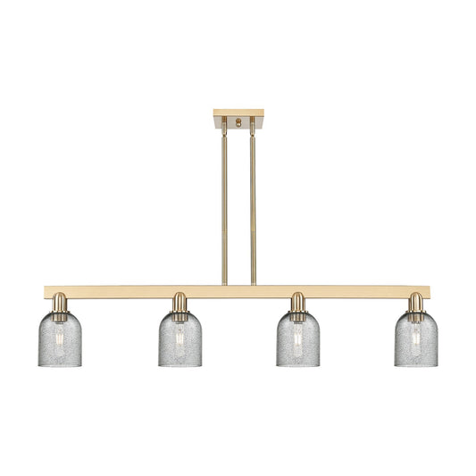 Innovations Caledonia 48in 4-Light Island Light | Industrial Champagne Bronze Steel and Charcoal Glass | Kitchen Island & Dining | Model 716-4I-CB-G257