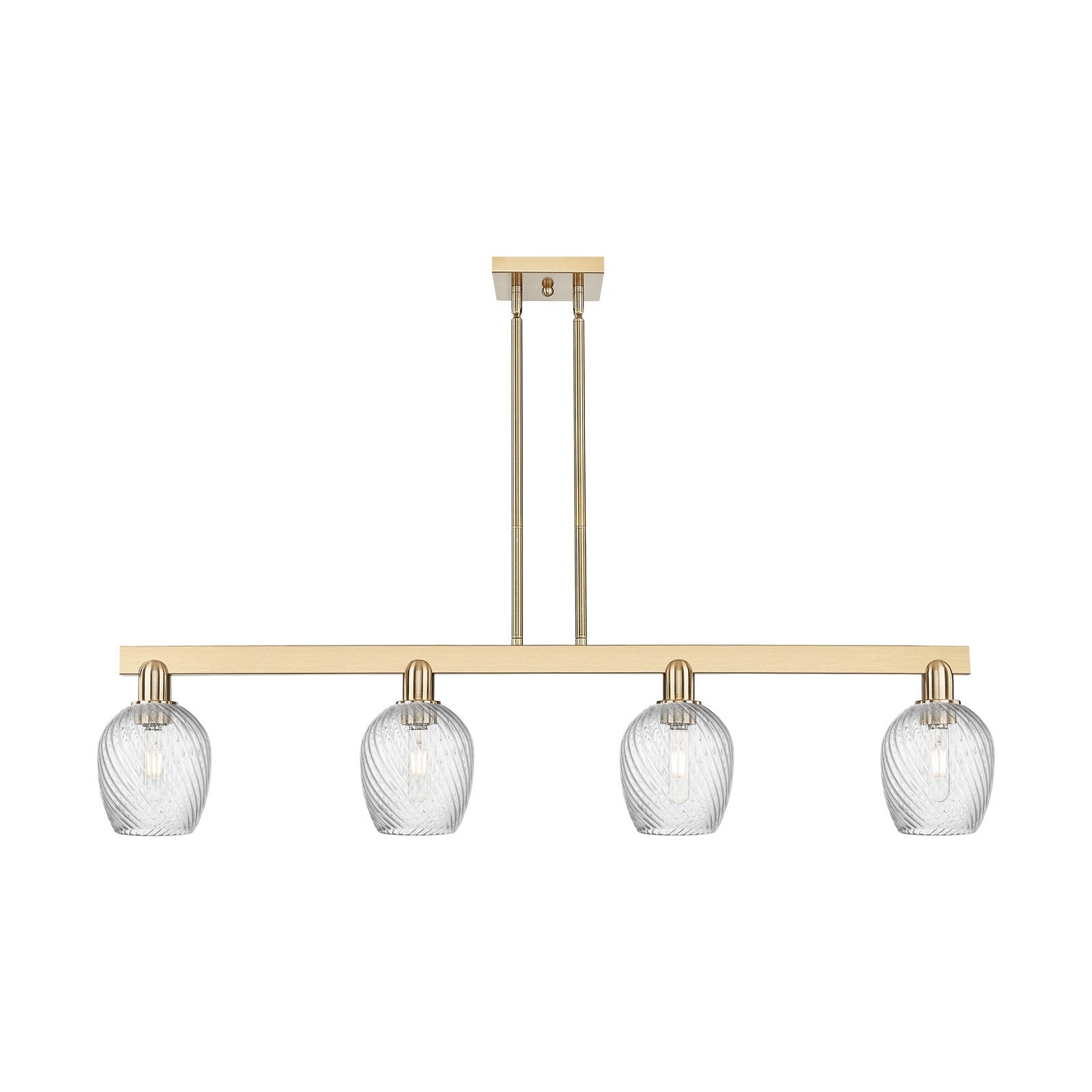 Innovations Salina 48.5in 4-Light Island Light | Industrial Champagne Bronze Steel and Clear Spiral Fluted Glass | Kitchen Island & | Model 716-4I-CB-G292