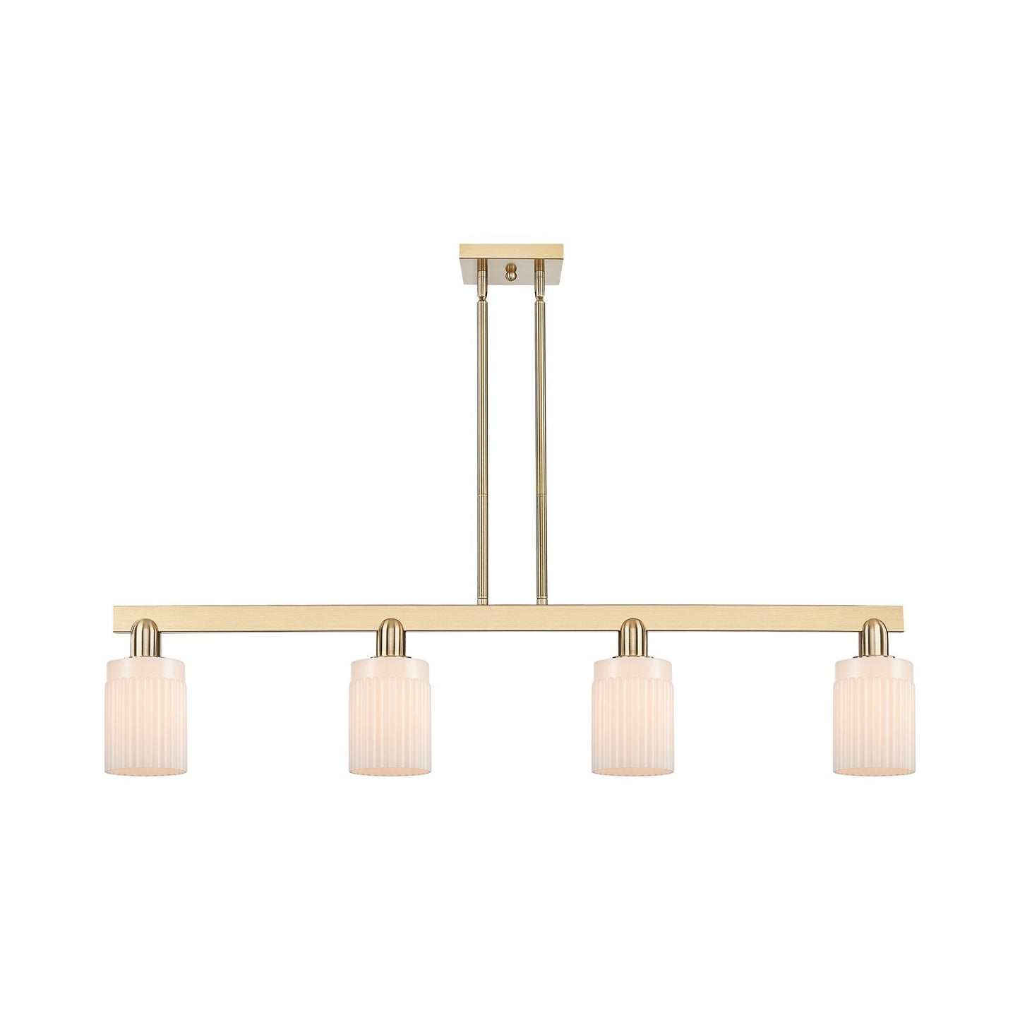 Innovations Hadley 47in 4-Light Island Light | Industrial Champagne Bronze Steel and Matte White Ribbed Glass | Kitchen Island & | Model 716-4I-CB-G341