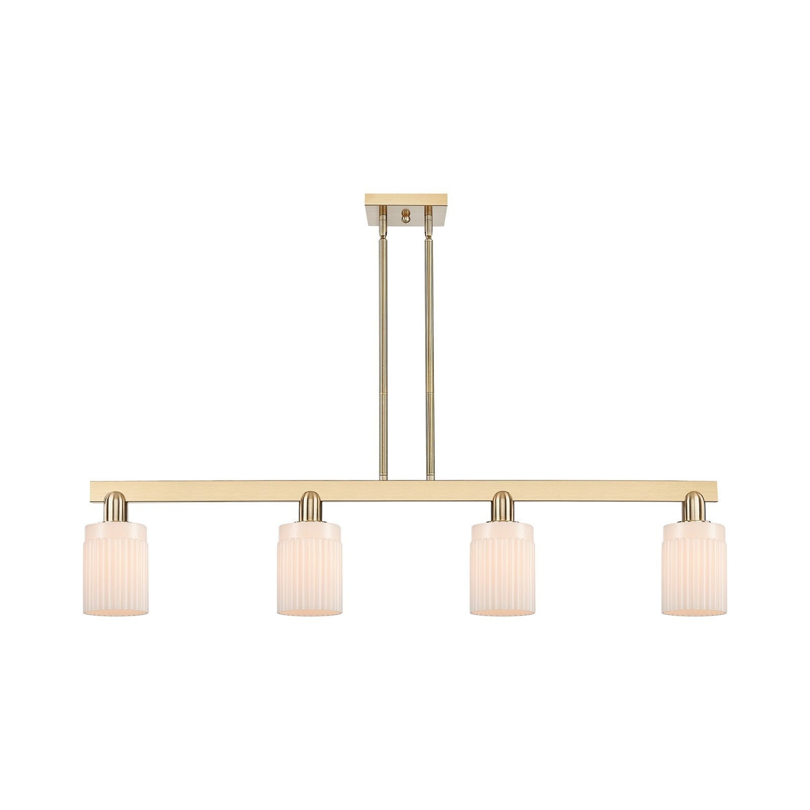 Innovations Hadley 47in 4-Light Island Light | Industrial Champagne Bronze Steel and Matte White Ribbed Glass | Kitchen Island & | Model 716-4I-CB-G341