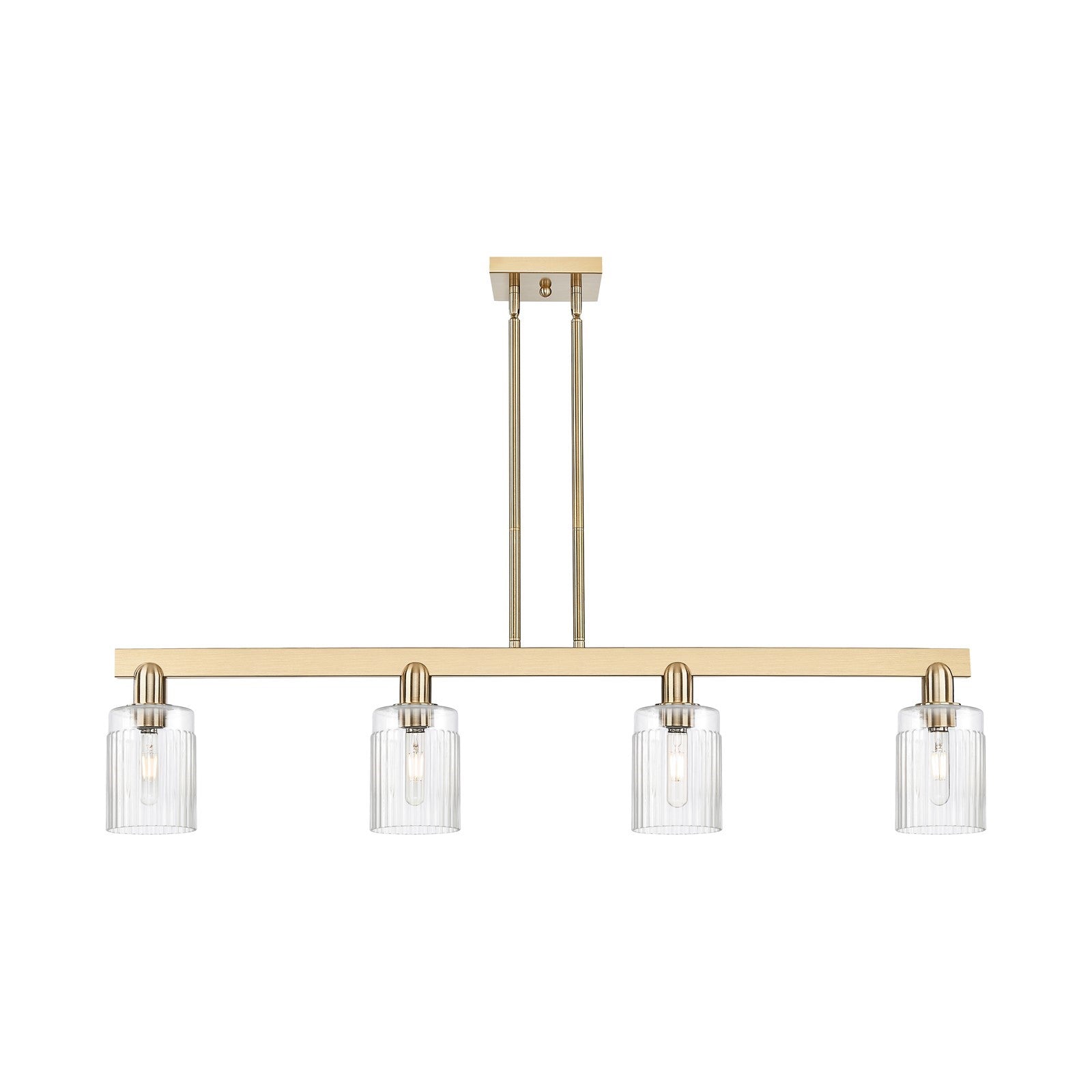 Innovations Hadley 47in 4-Light Island Light | Industrial Champagne Bronze Steel and Clear Ribbed Glass | Kitchen Island | Model 716-4I-CB-G342