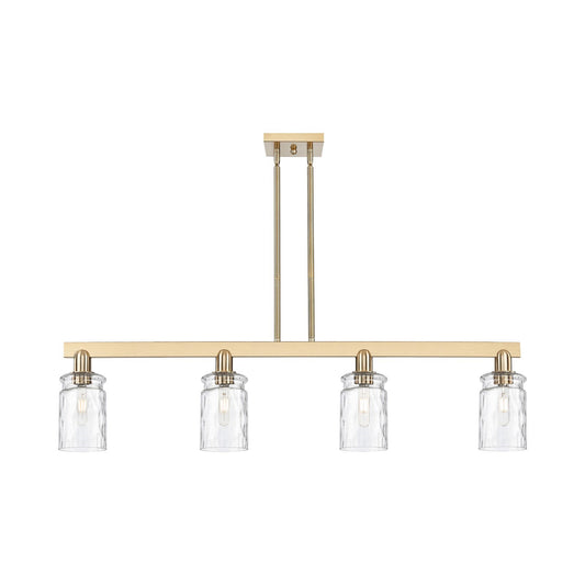 Innovations Candor 48in 4-Light Island Light | Industrial Champagne Bronze Steel and Clear Waterglass Glass | Kitchen Island | Model 716-4I-CB-G352