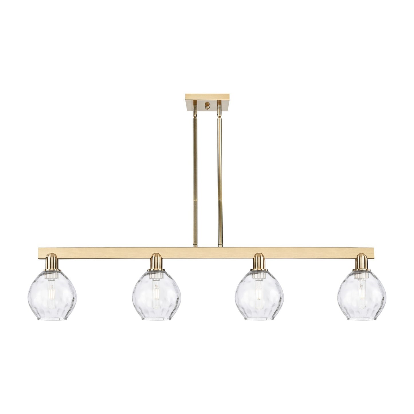 Innovations Waverly 49in 4-Light Island Light | Industrial Champagne Bronze Steel and Clear Glass | Kitchen Island & Dining Room | Model 716-4I-CB-G362
