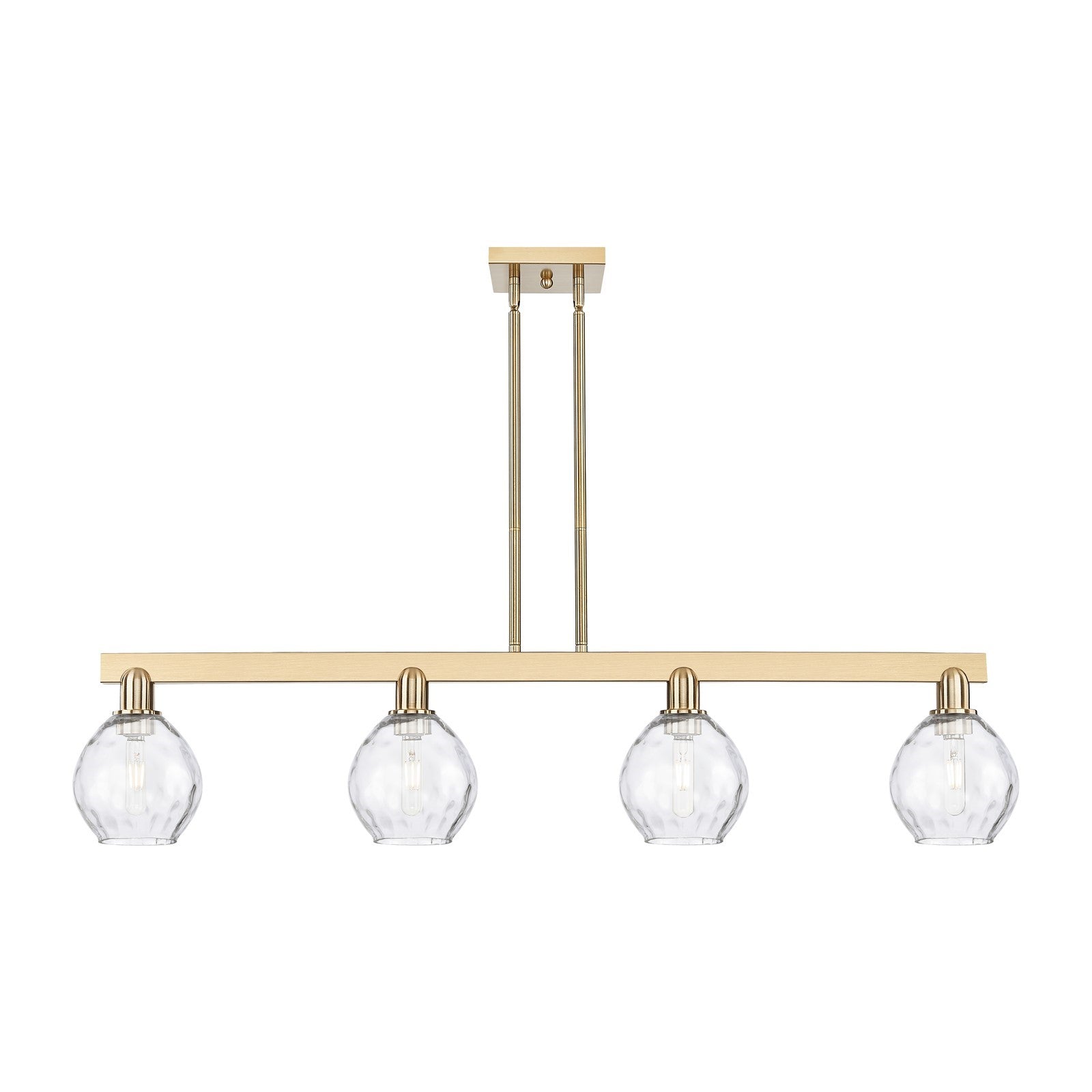 Innovations Waverly 49in 4-Light Island Light | Industrial Champagne Bronze Steel and Clear Glass | Kitchen Island & Dining Room | Model 716-4I-CB-G362