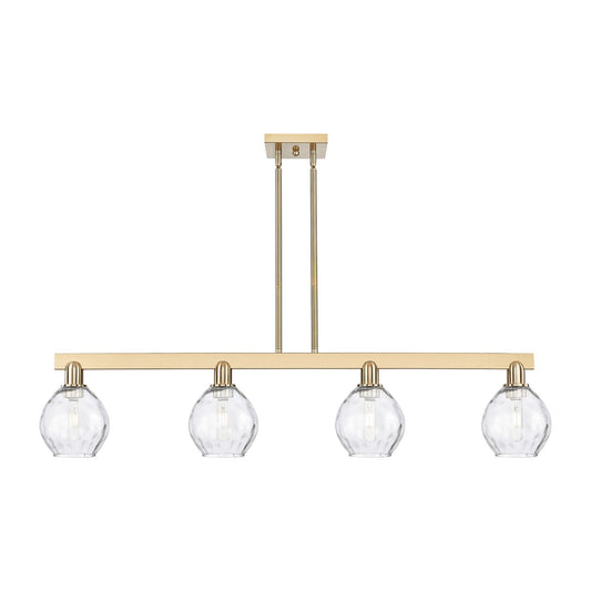 Innovations Waverly 49in 4-Light Island Light | Industrial Champagne Bronze Steel and Clear Glass | Kitchen Island & Dining Room | Model 716-4I-CB-G362