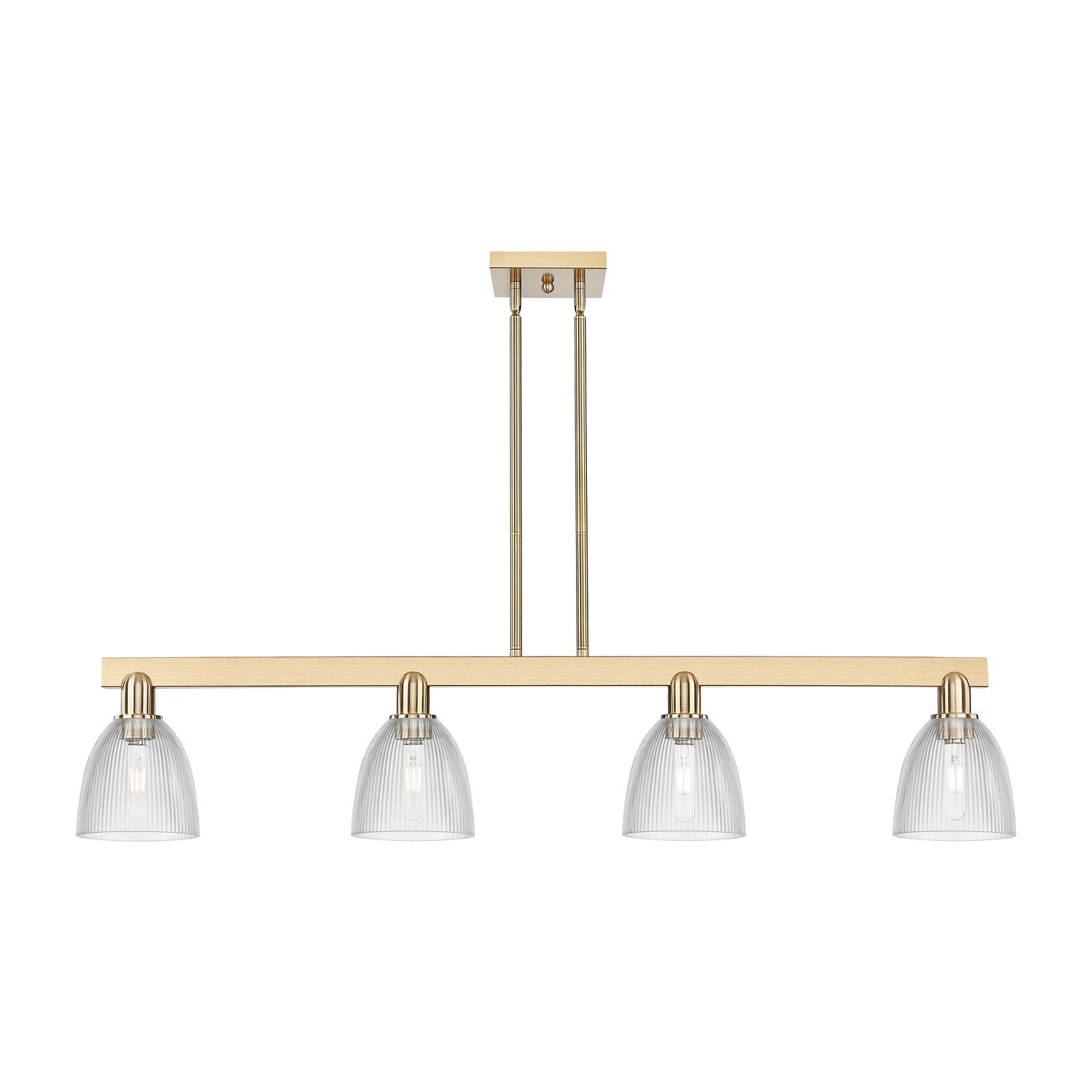 Innovations Castile 49in 4-Light Island Light | Industrial Champagne Bronze Steel and Clear Glass | Kitchen Island & Dining Room | Model 716-4I-CB-G382