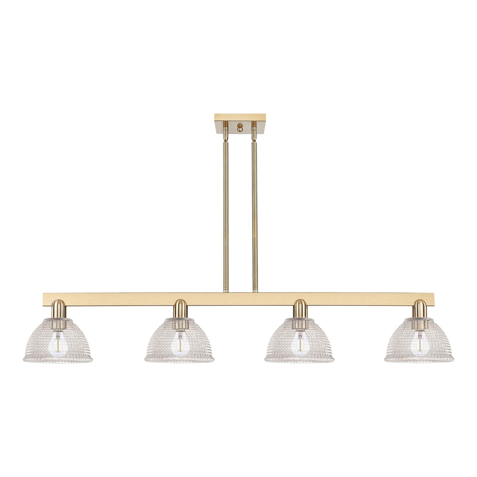 Innovations Arietta 51in 4-Light Island Light | Industrial Champagne Bronze Steel and Clear Glass | Kitchen Island & Dining Room | Model 716-4I-CB-G422