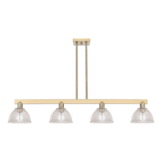 Innovations Arietta 51in 4-Light Island Light | Industrial Champagne Bronze Steel and Clear Glass | Kitchen Island & Dining Room | Model 716-4I-CB-G422