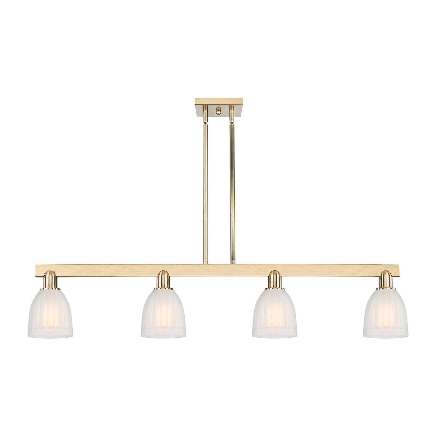 Innovations Brookfield 49in 4-Light Island Light | Industrial Champagne Bronze Steel and White Frosted Ribbed Glass | Kitchen | Model 716-4I-CB-G441