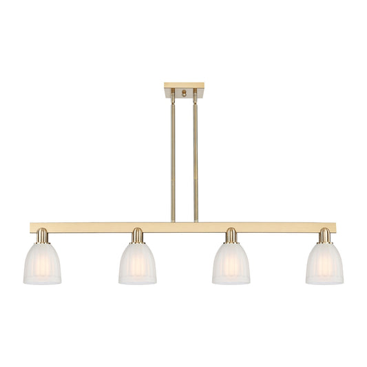 Innovations Brookfield 49in 4-Light Island Light | Industrial Champagne Bronze Steel and White Frosted Ribbed Glass | Kitchen | Model 716-4I-CB-G441