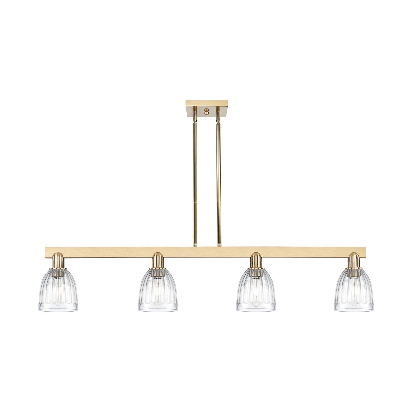Innovations Brookfield 49in 4-Light Island Light | Industrial Champagne Bronze Steel and Clear Ribbed Glass | Kitchen Island & | Model 716-4I-CB-G442
