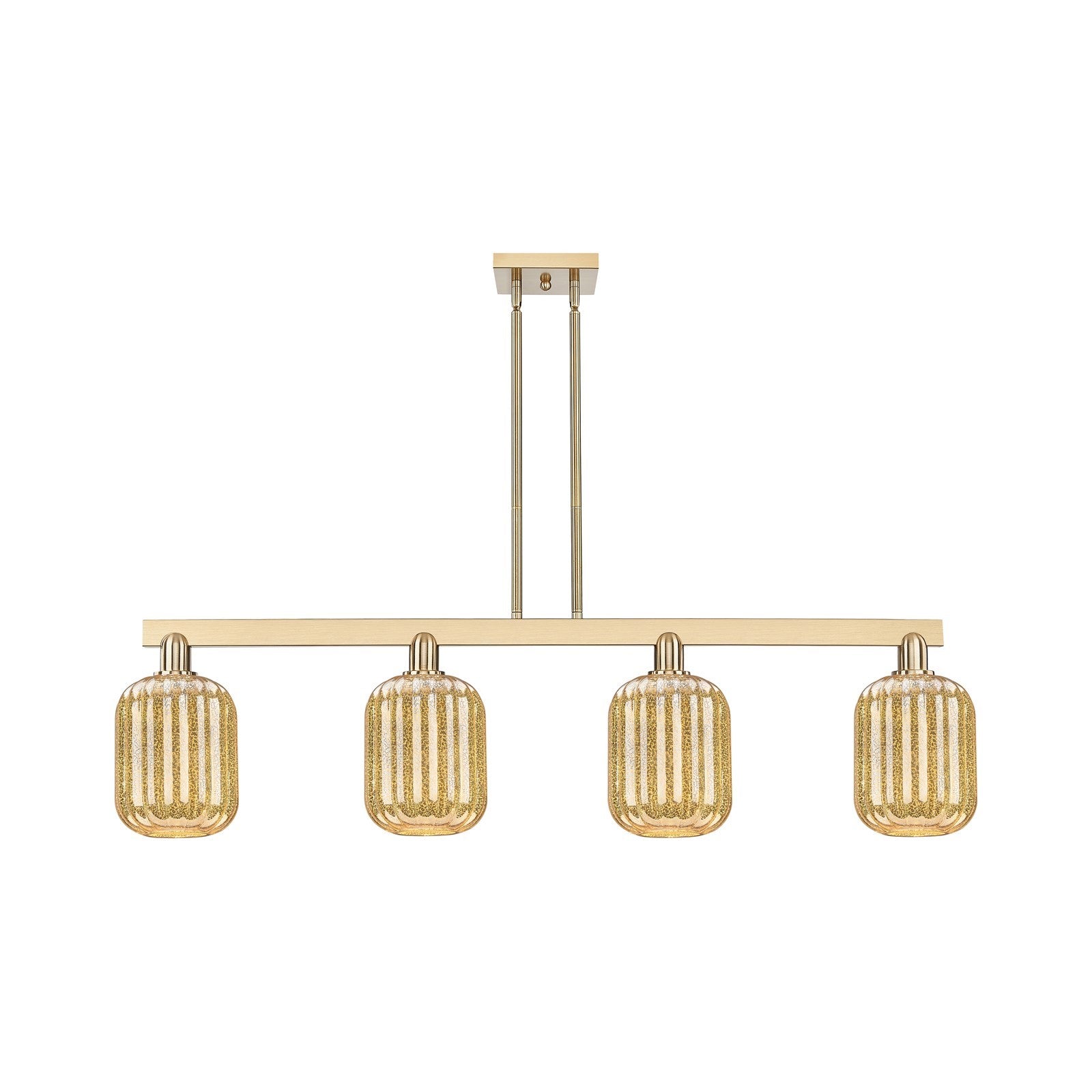 Innovations Preston Cylinder 49.5in 4-Light Island Light | Industrial Champagne Bronze Steel and Mercury Glass | Kitchen Island | Model 716-4I-CB-G460-7ME