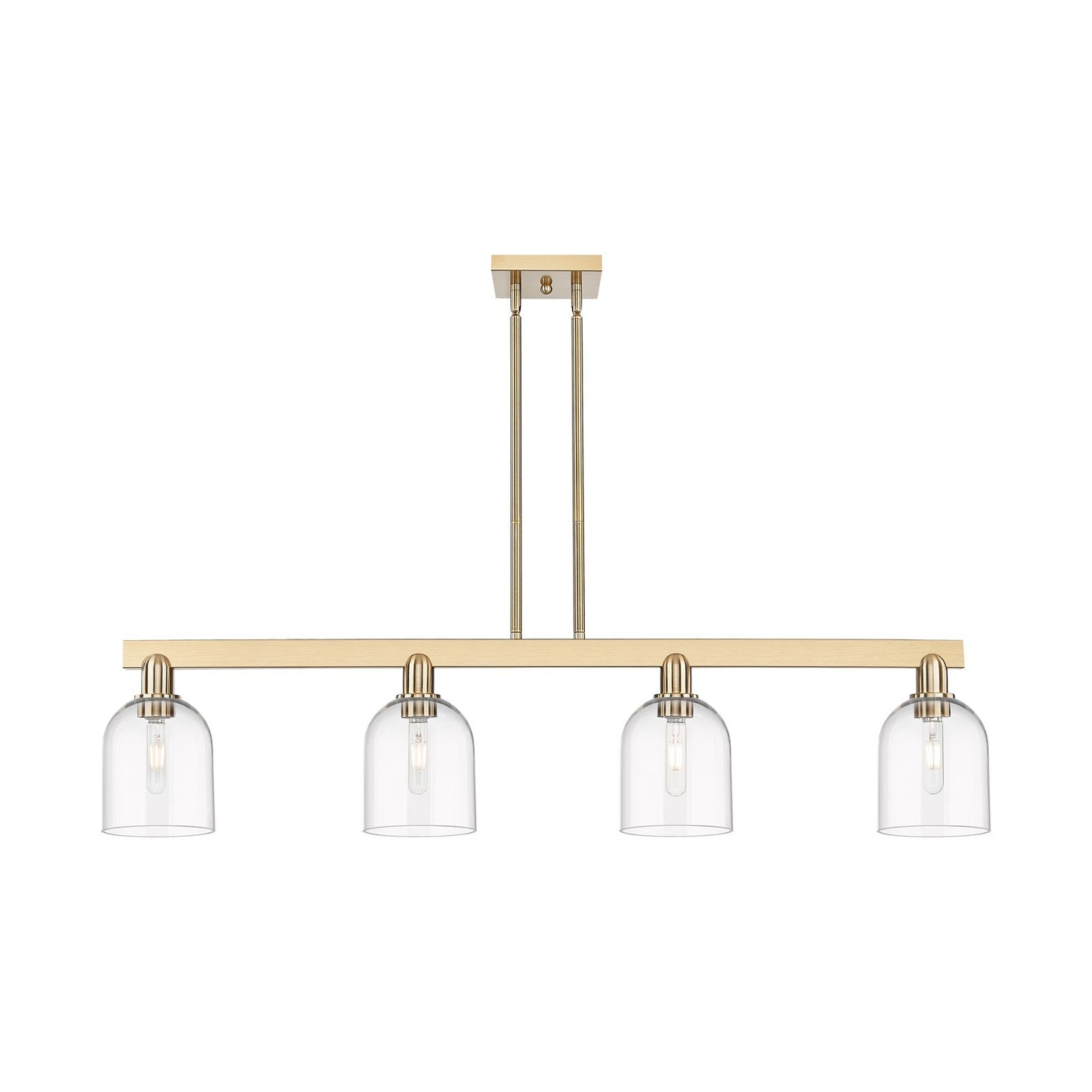 Innovations Bella 48in 4-Light Island Light | Industrial Champagne Bronze Steel and Clear Bell Glass | Kitchen Island & Dining | Model 716-4I-CB-G558-6CL