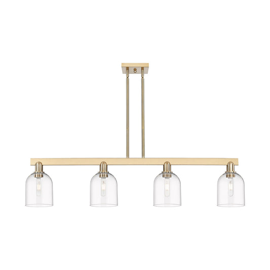 Innovations Bella 48in 4-Light Island Light | Industrial Champagne Bronze Steel and Clear Bell Glass | Kitchen Island & Dining | Model 716-4I-CB-G558-6CL