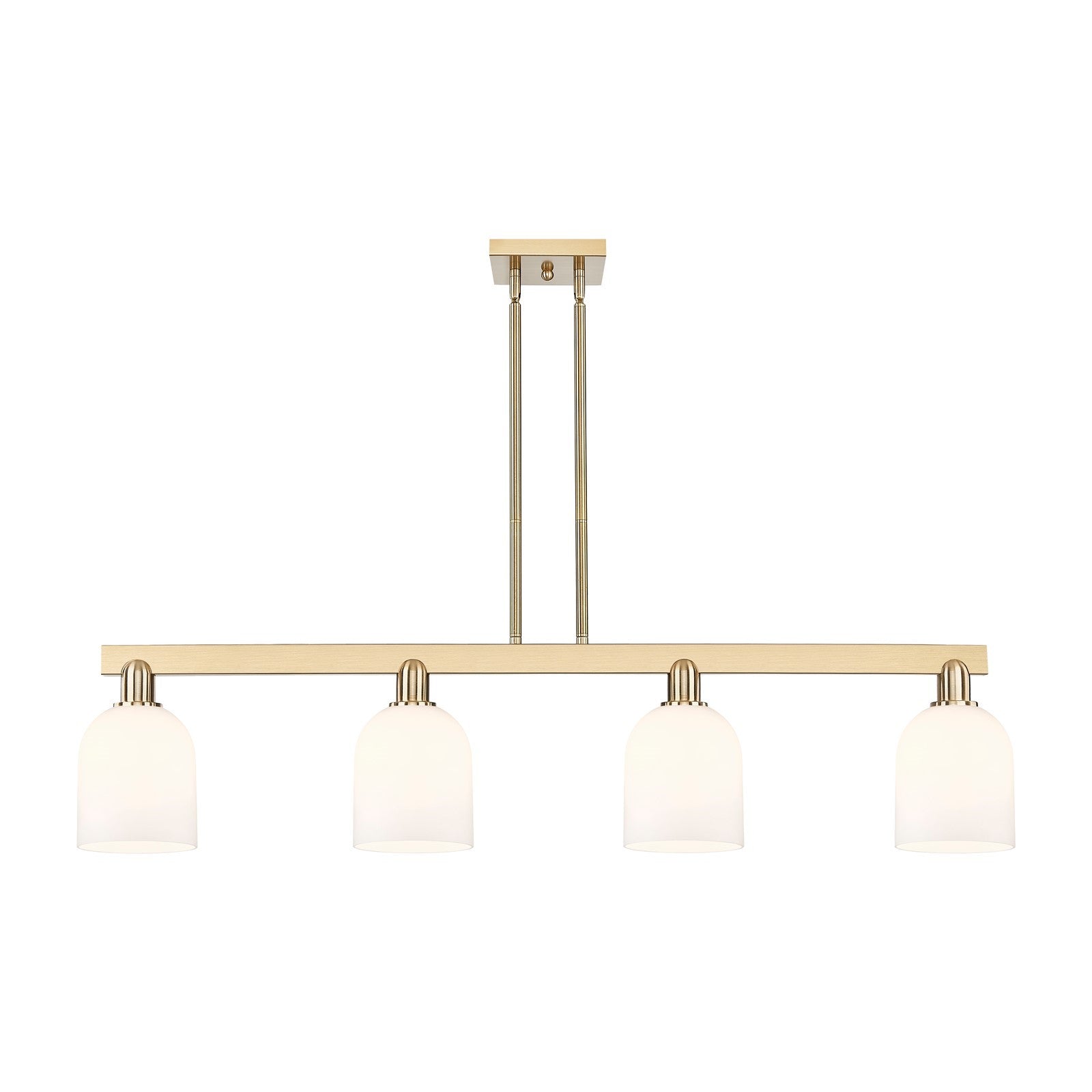 Innovations Bella 48in 4-Light Island Light | Industrial Champagne Bronze Steel and White Glass | Kitchen Island & Dining Room | Model 716-4I-CB-G558-6GWH