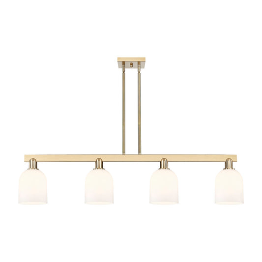 Innovations Bella 48in 4-Light Island Light | Industrial Champagne Bronze Steel and White Glass | Kitchen Island & Dining Room | Model 716-4I-CB-G558-6GWH
