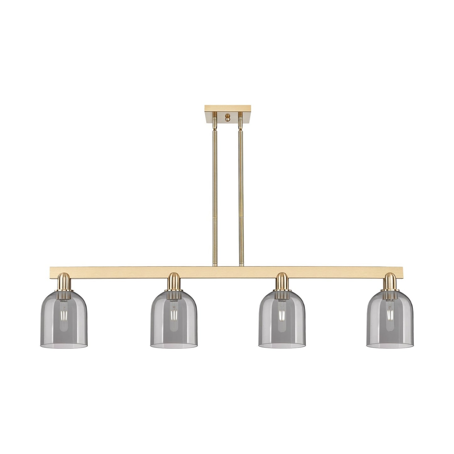 Innovations Bella 48in 4-Light Island Light | Industrial Champagne Bronze and Light Smoke Glass | Kitchen Island & Dining Room | Model 716-4I-CB-G558-6SM
