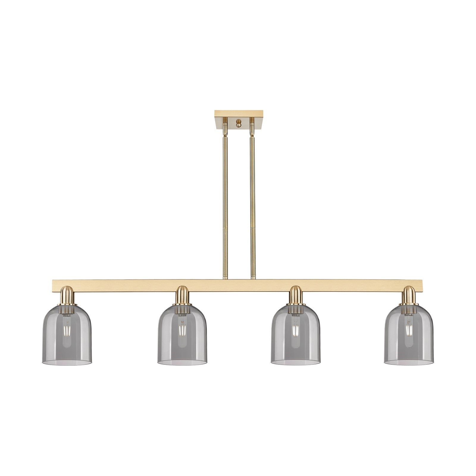 Innovations Bella 48in 4-Light Island Light | Industrial Champagne Bronze and Light Smoke Glass | Kitchen Island & Dining Room | Model 716-4I-CB-G558-6SM