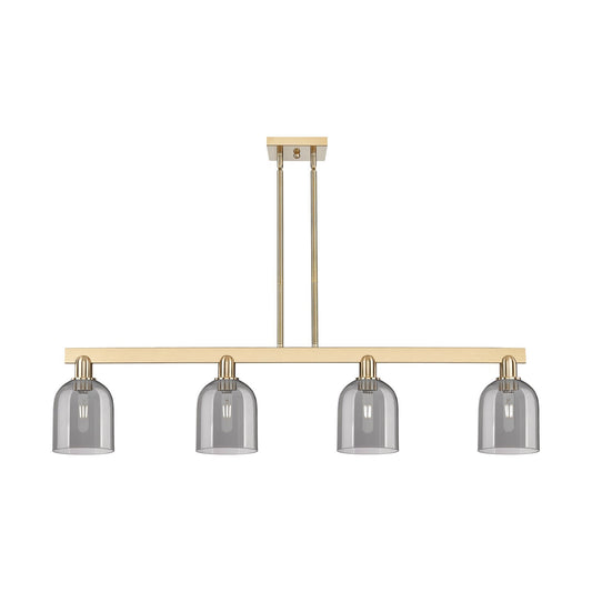 Innovations Bella 48in 4-Light Island Light | Industrial Champagne Bronze and Light Smoke Glass | Kitchen Island & Dining Room | Model 716-4I-CB-G558-6SM