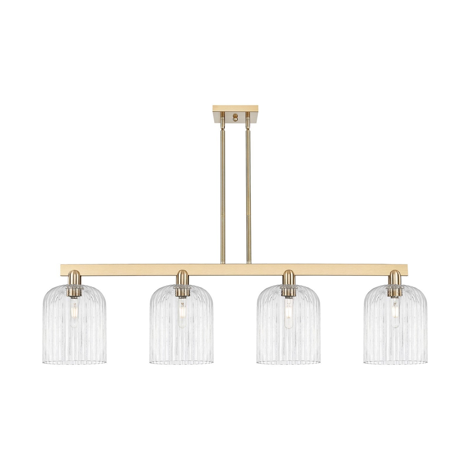 Innovations Bridal Veil 51in 4-Light Island Light | Industrial Champagne Bronze Steel and Clear Ribbed Glass | Kitchen Island & | Model 716-4I-CB-G559-8CL