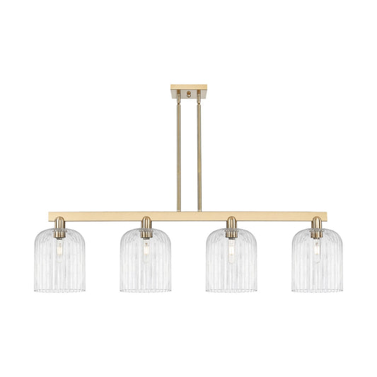 Innovations Bridal Veil 51in 4-Light Island Light | Industrial Champagne Bronze Steel and Clear Ribbed Glass | Kitchen Island & | Model 716-4I-CB-G559-8CL