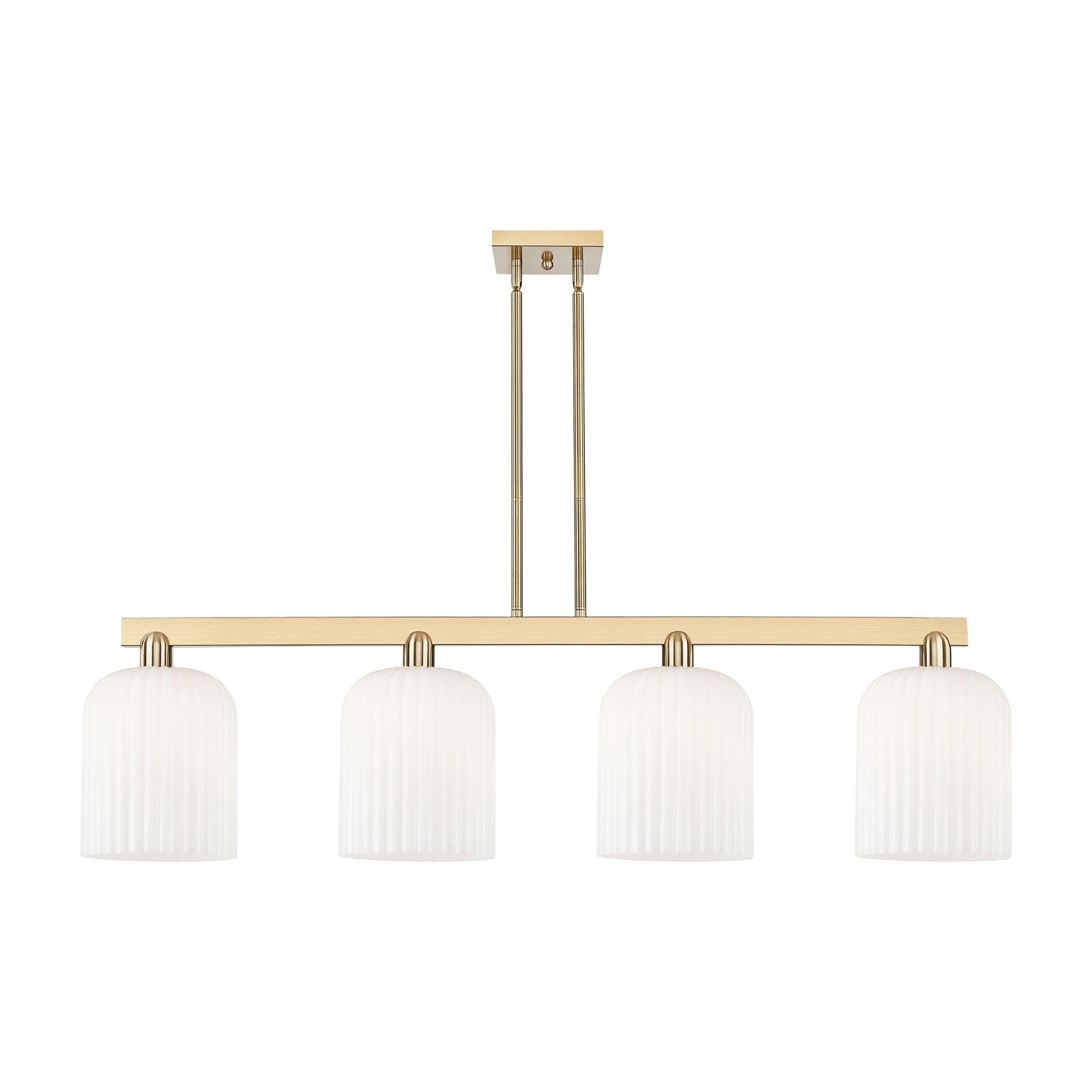 Innovations Bridal Veil 51in 4-Light Island Light | Industrial Champagne Bronze Steel and Gloss White Ribbed Glass | Kitchen | Model 716-4I-CB-G559-8GWH