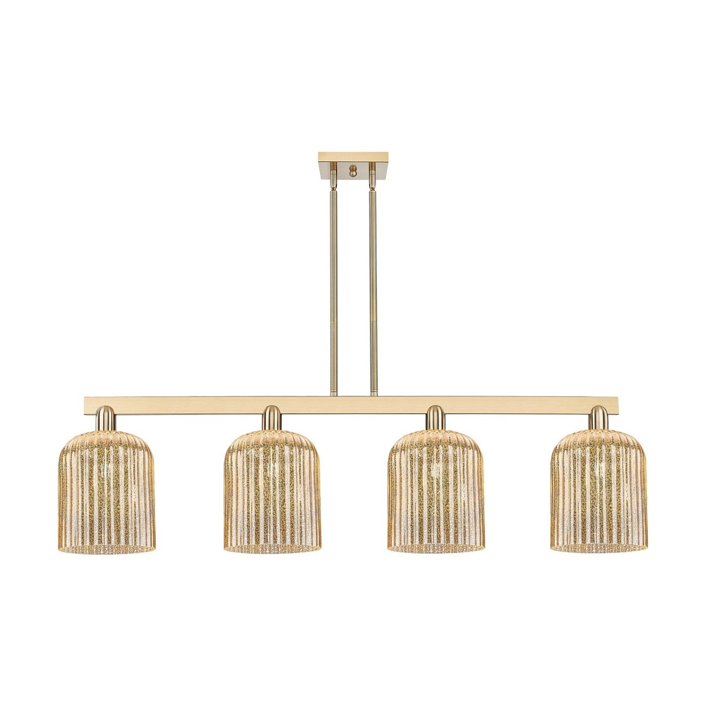Innovations Bridal Veil 51in 4-Light Island Light | Industrial Champagne Bronze Steel and Mercury Ribbed Glass | Kitchen Island | Model 716-4I-CB-G559-8ME