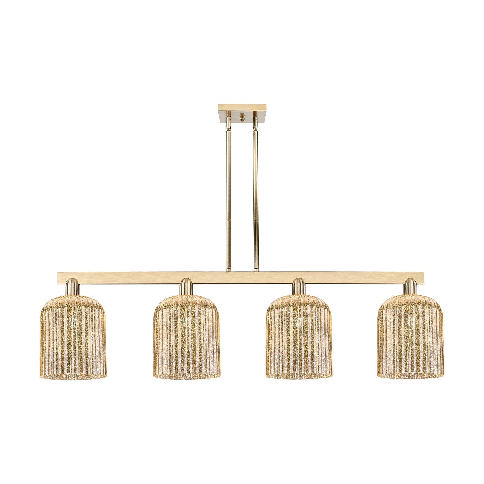 Innovations Bridal Veil 51in 4-Light Island Light | Industrial Champagne Bronze Steel and Mercury Ribbed Glass | Kitchen Island | Model 716-4I-CB-G559-8ME