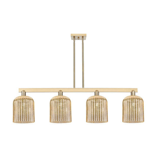 Innovations Bridal Veil 51in 4-Light Island Light | Industrial Champagne Bronze Steel and Mercury Ribbed Glass | Kitchen Island | Model 716-4I-CB-G559-8ME