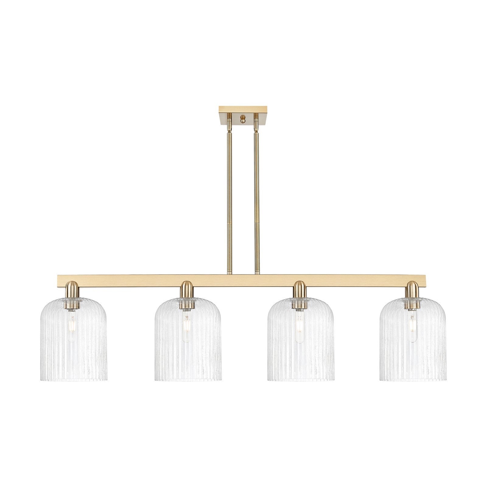 Innovations Bridal Veil 51in 4-Light Island Light | Industrial Champagne Bronze Steel and Seedy Ribbed Glass | Kitchen Island | Model 716-4I-CB-G559-8SDY