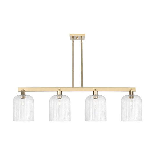 Innovations Bridal Veil 51in 4-Light Island Light | Industrial Champagne Bronze Steel and Seedy Ribbed Glass | Kitchen Island | Model 716-4I-CB-G559-8SDY