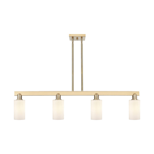 Innovations Clymer 47in 4-Light Island Light | Industrial Champagne Bronze Steel and Matte White Glass | Kitchen Island | Model 716-4I-CB-G801