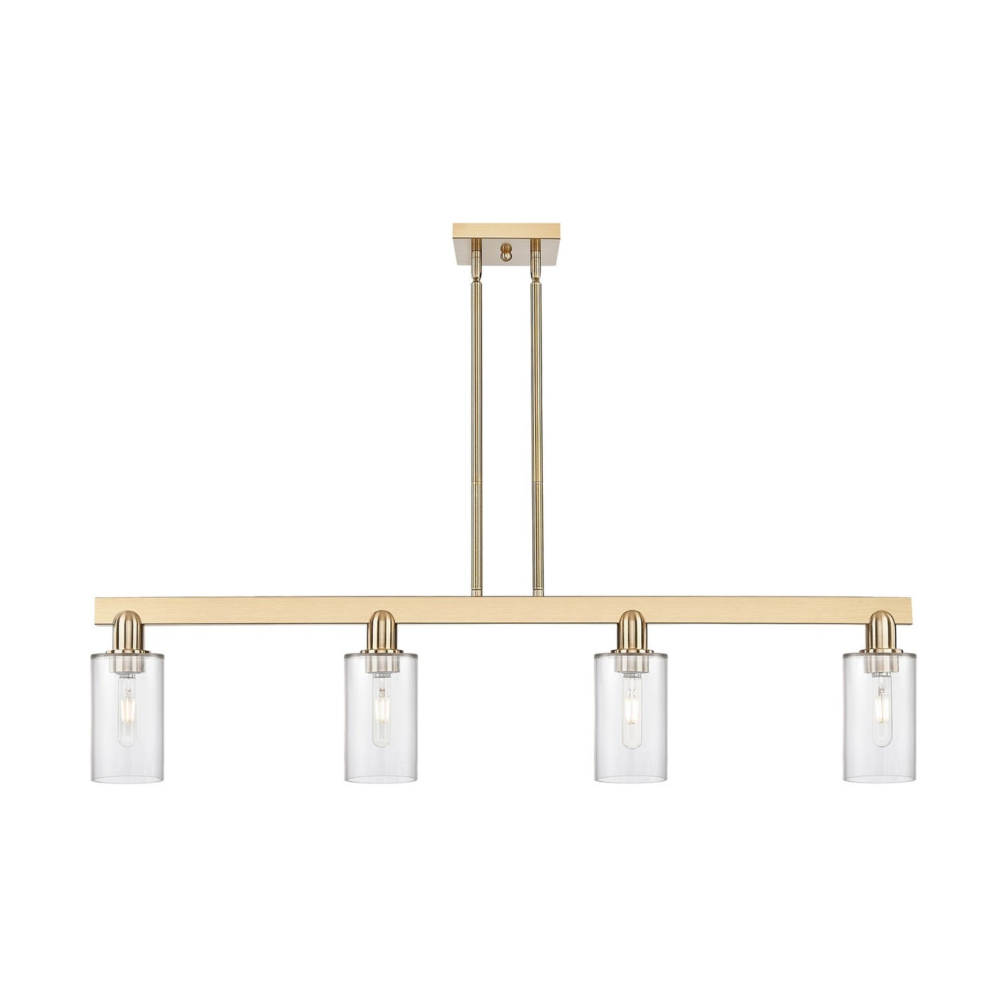 Innovations Clymer 47in 4-Light Island Light | Industrial Champagne Bronze Steel and Clear Glass | Kitchen Island & Dining Room | Model 716-4I-CB-G802