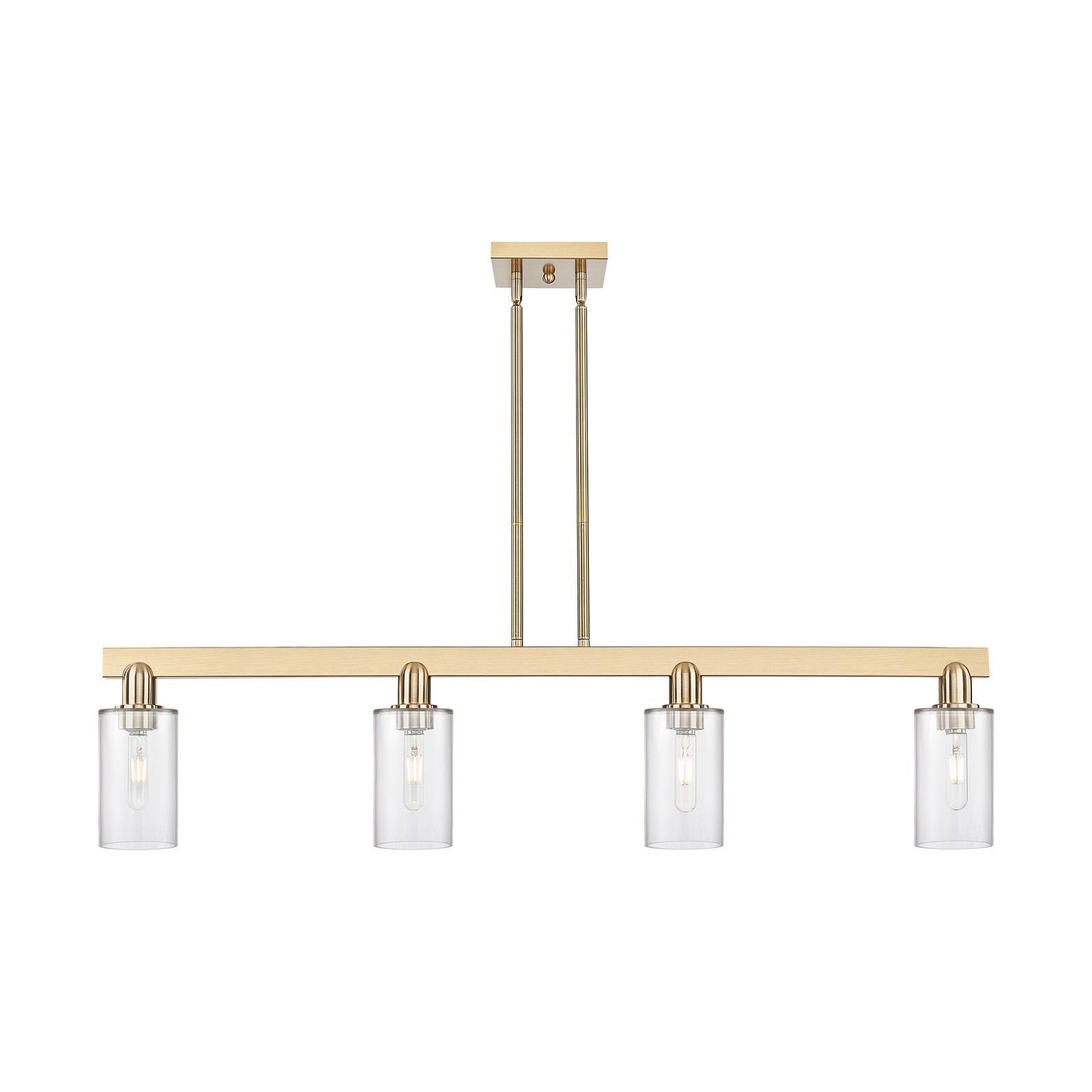 Innovations Clymer 47in 4-Light Island Light | Industrial Champagne Bronze Steel and Clear Glass | Kitchen Island & Dining Room | Model 716-4I-CB-G802