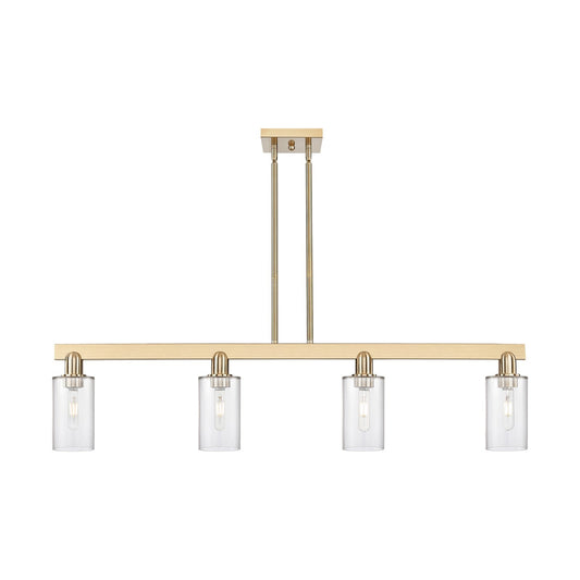 Innovations Clymer 47in 4-Light Island Light | Industrial Champagne Bronze Steel and Clear Glass | Kitchen Island & Dining Room | Model 716-4I-CB-G802