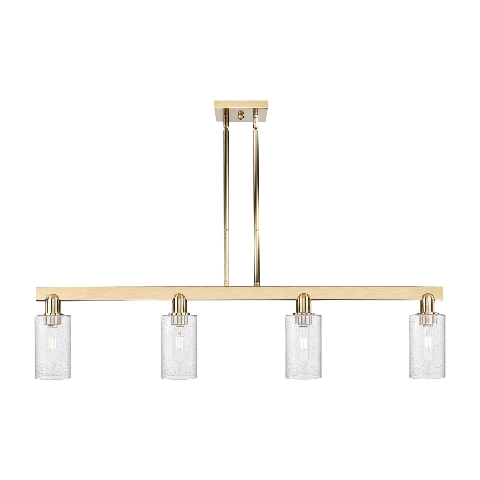 Innovations Clymer 47in 4-Light Island Light | Industrial Champagne Bronze Steel and Seedy Glass | Kitchen Island & Dining Room | Model 716-4I-CB-G804