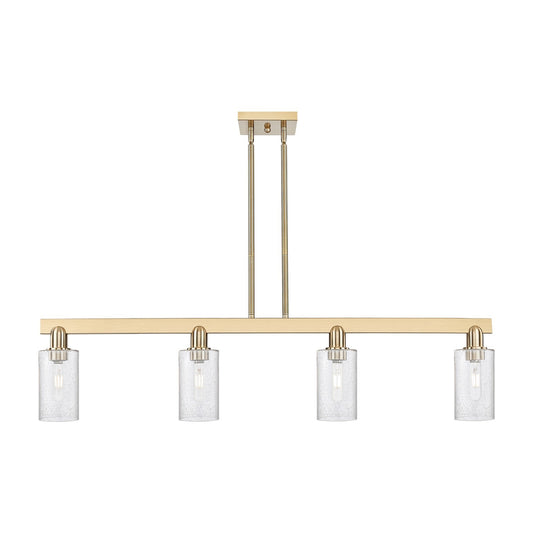 Innovations Clymer 47in 4-Light Island Light | Industrial Champagne Bronze Steel and Seedy Glass | Kitchen Island & Dining Room | Model 716-4I-CB-G804