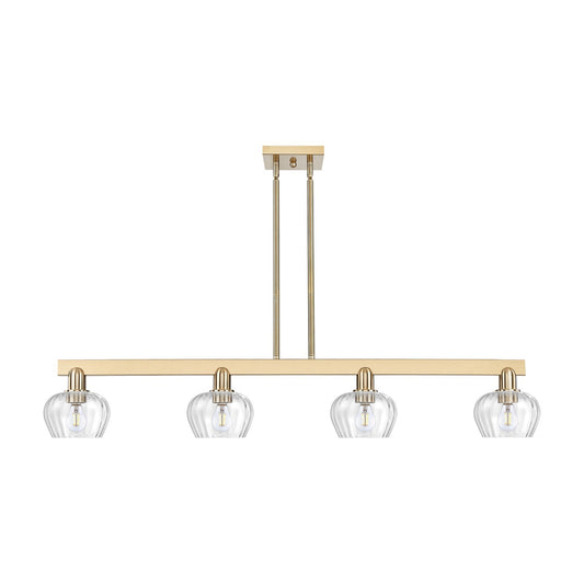 Innovations Fenton 49.25in 4-Light Island Light | Industrial Champagne Bronze Steel and Clear Ribbed Glass | Kitchen Island & Dining | Model 716-4I-CB-G92
