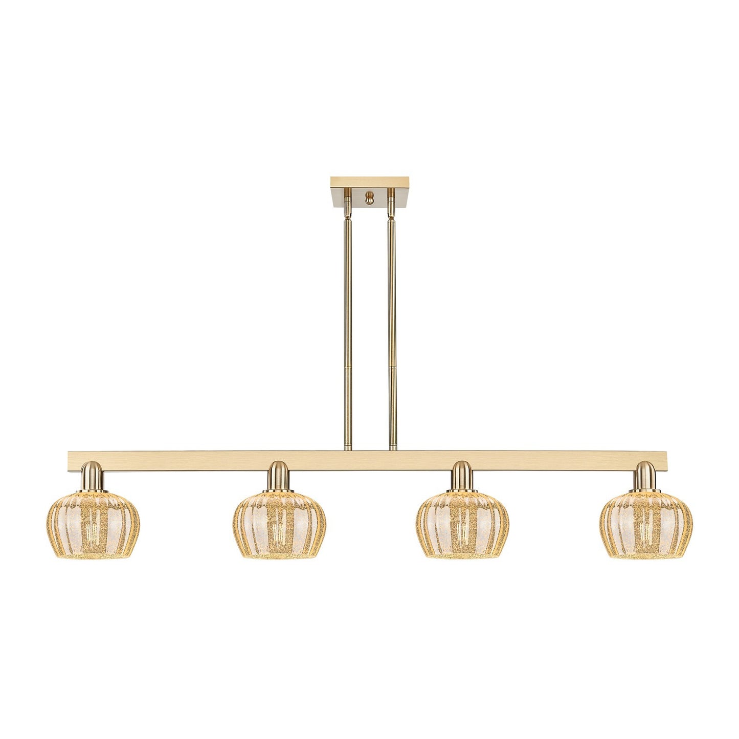 Innovations Fenton 49in 4-Light Island Light | Industrial Champagne Bronze Steel and Mercury Ribbed Glass | Kitchen Island & Dining | Model 716-4I-CB-G96