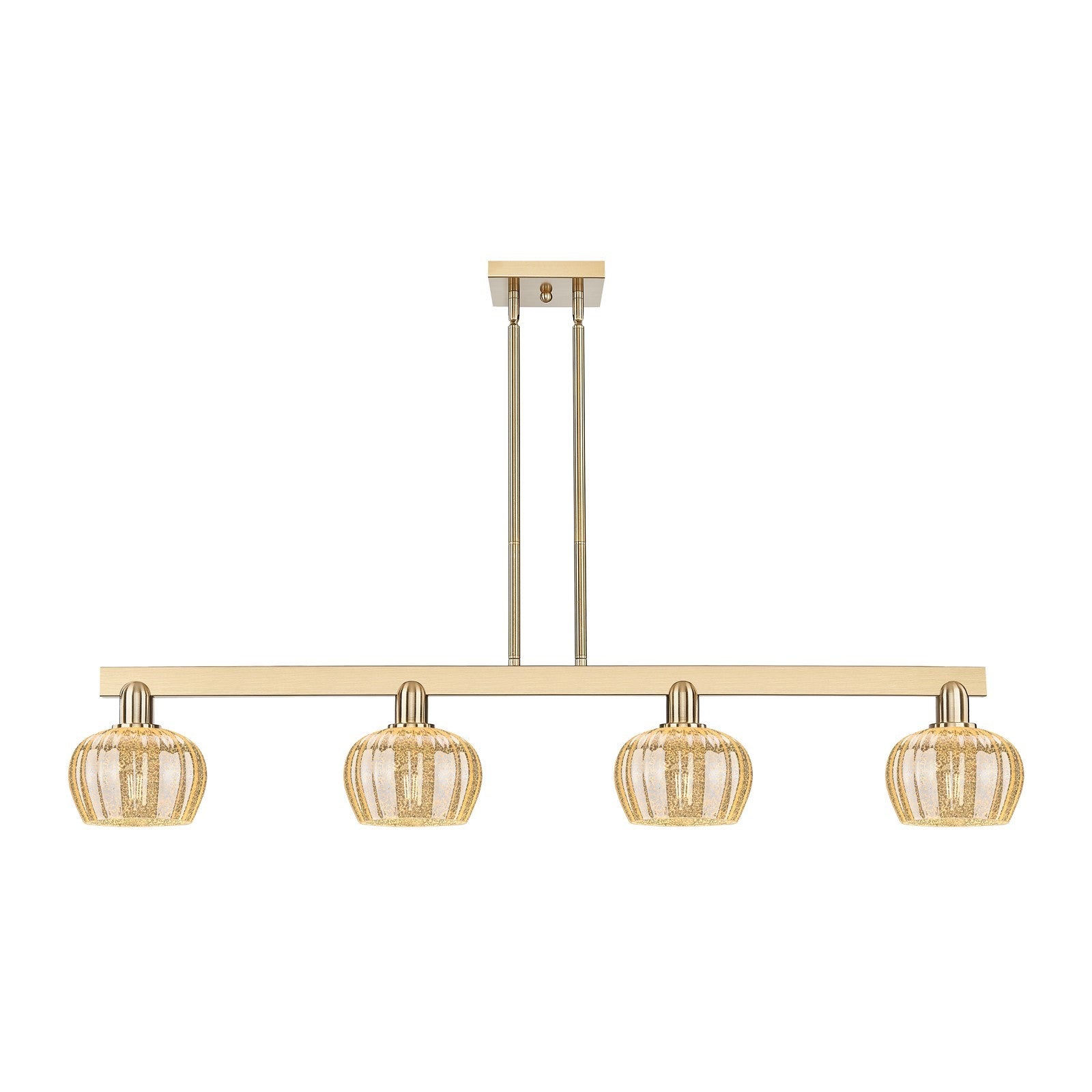 Innovations Fenton 49in 4-Light Island Light | Industrial Champagne Bronze Steel and Mercury Ribbed Glass | Kitchen Island & Dining | Model 716-4I-CB-G96