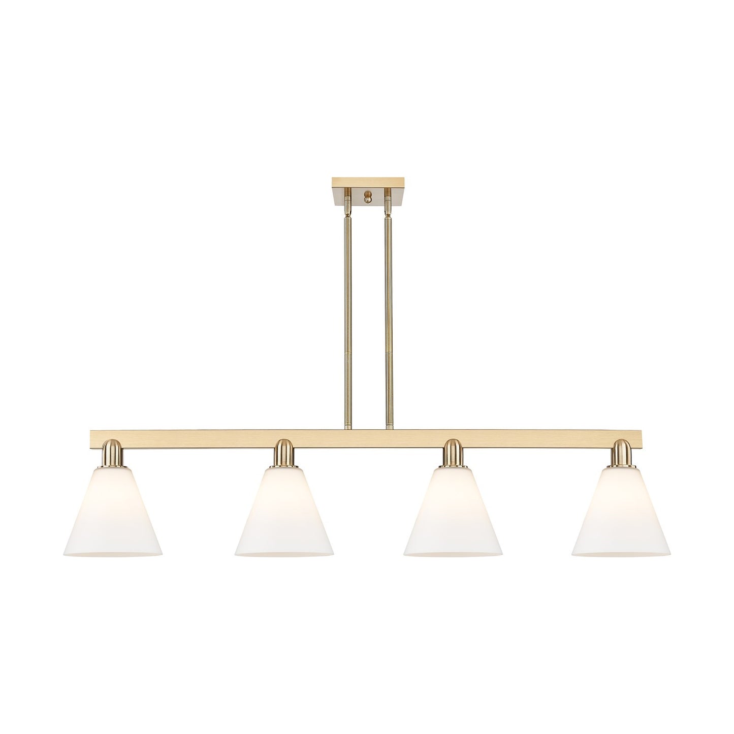 Innovations Berkshire Glass 51in 4-Light Island Light | Industrial Champagne Bronze Steel and Matte White Glass | Kitchen Island | Model 716-4I-CB-GBC-81