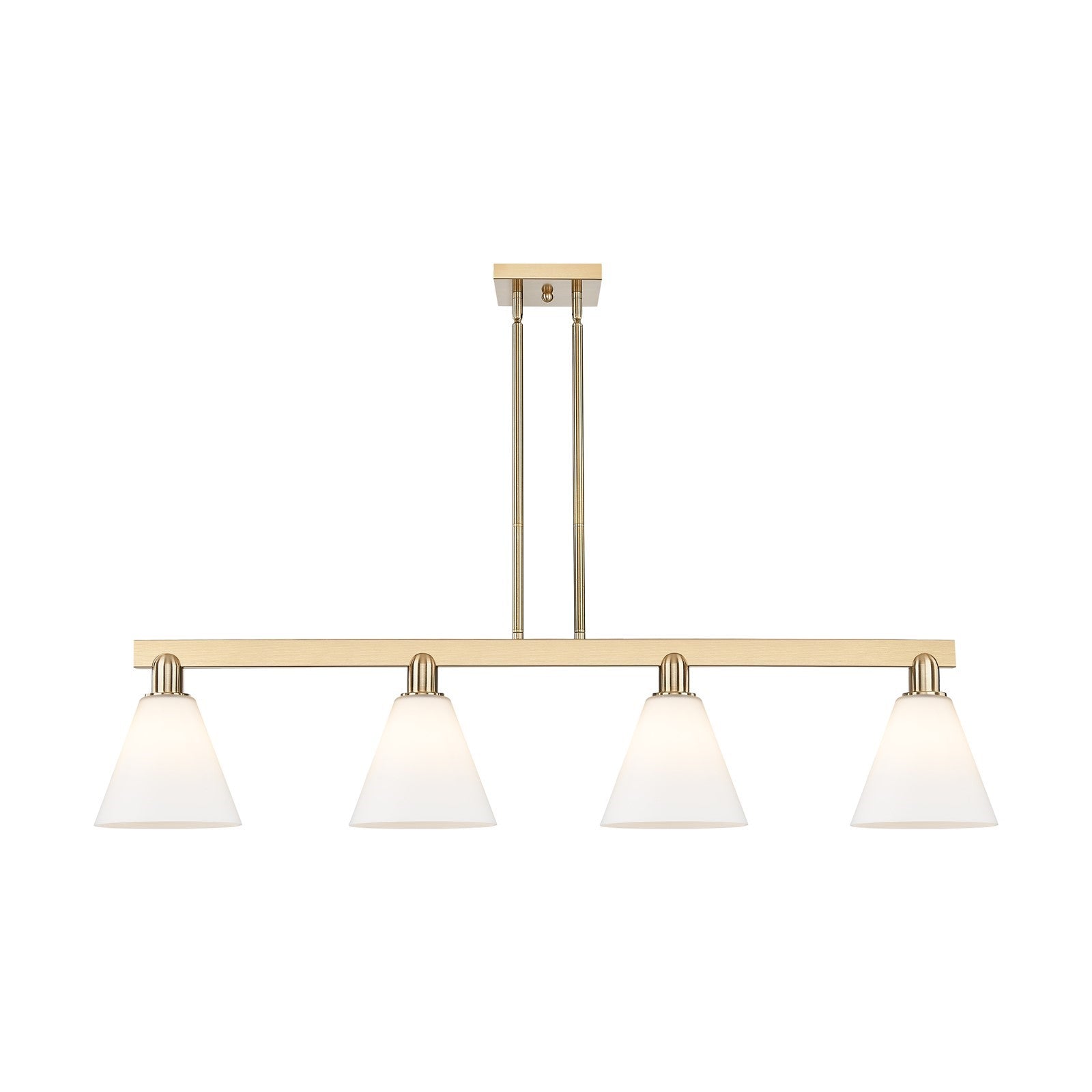 Innovations Berkshire Glass 51in 4-Light Island Light | Industrial Champagne Bronze Steel and Matte White Glass | Kitchen Island | Model 716-4I-CB-GBC-81