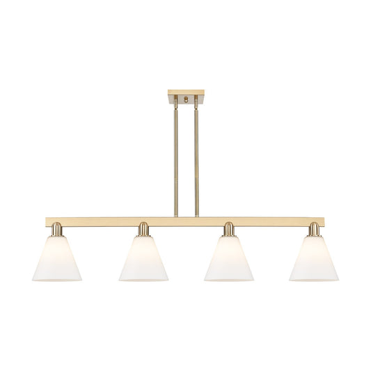 Innovations Berkshire Glass 51in 4-Light Island Light | Industrial Champagne Bronze Steel and Matte White Glass | Kitchen Island | Model 716-4I-CB-GBC-81